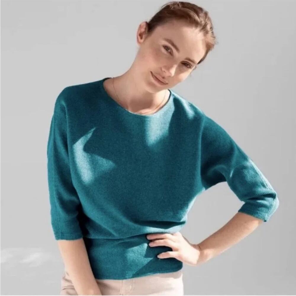R Label The Reset Sweater Ribbed‎ Pullover Dolman Sleeve Teal Womens Size XS